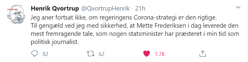 Henrik Qvortrup tweet om Coronastrategi